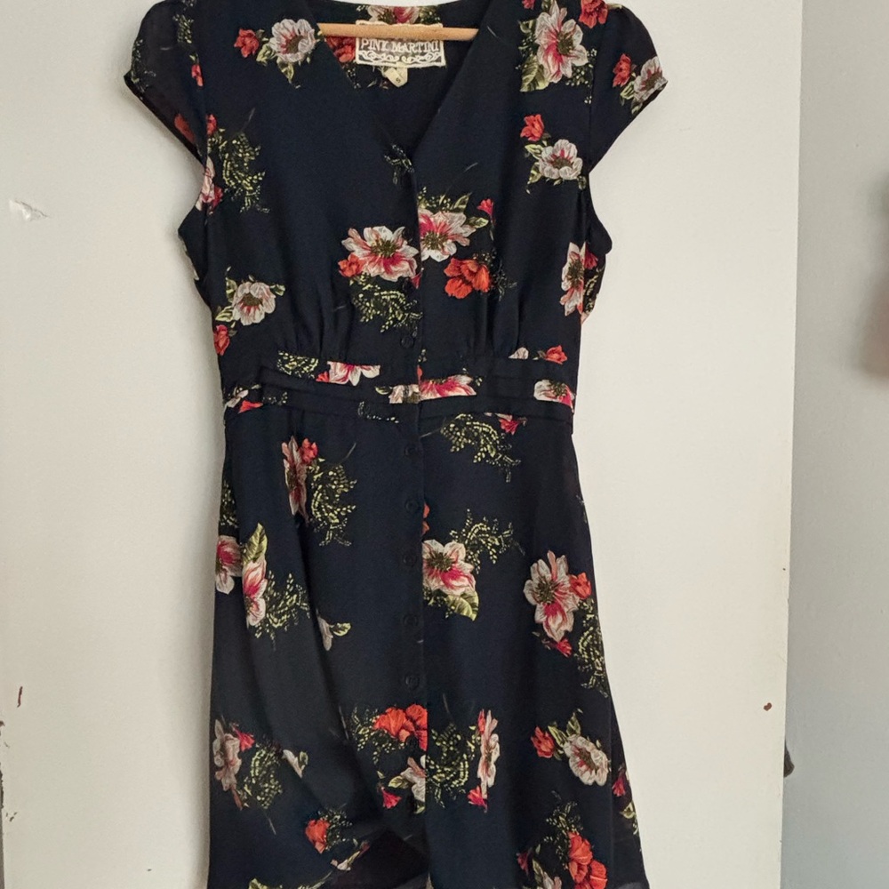 Pink Martini Navy Floral Midi Dress